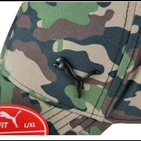 Puma Mens Baseball Cap Camo Stretch Fit Pre Curved L/XL Structured Fit New - Picture 5 of 9